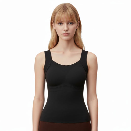 Nahtloses Cami Mit Integriertem BH Mit Fixierten Pads | Weich Formendes Tanktop Mit Breiten Trägern