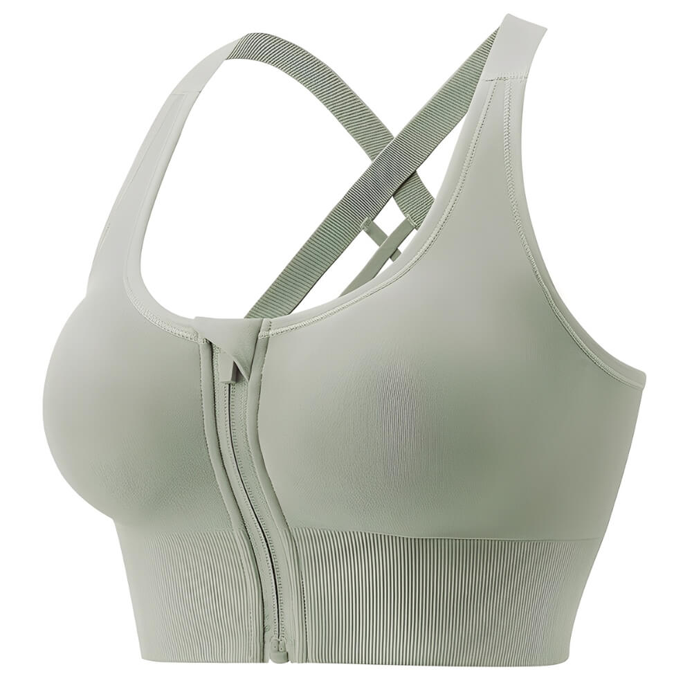 Magic Front Zip Crossback Sports Bra | High - Impact Support & Breathable Comfort - Magic Bra