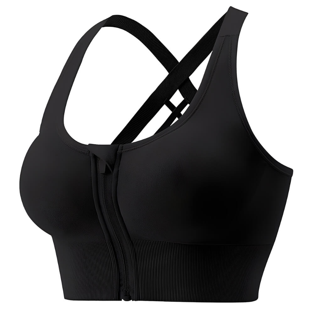 Magic Front Zip Crossback Sports Bra | High - Impact Support & Breathable Comfort - Magic Bra