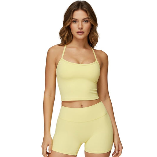 Strappy Integriertes BH Tanktop Mit Abnehmbaren Pads | Nahtlose Unterstützung Cami für Yoga & den Alltag